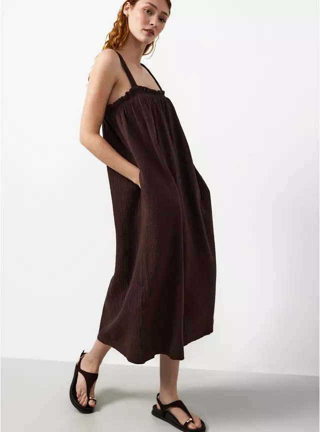 Buy Brown Square Neck Sleeveless Cami Dress 18 | Midaxi | Tu | Tu Clothing