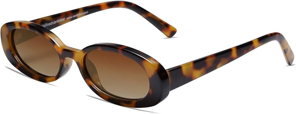 VANLINKER Polarized Small Trendy Skinny Vintage Oval Sunglasses Women Tinted Glasses Tortoise Fra... | Amazon (US)