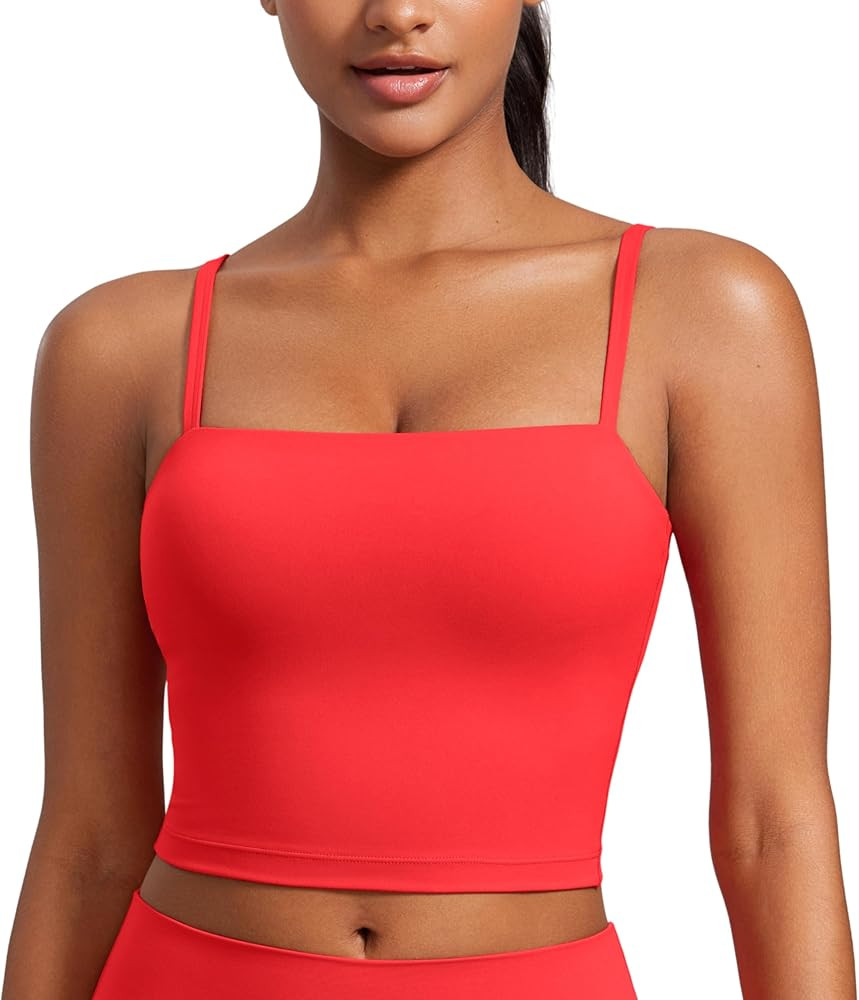CRZ YOGA Butterluxe Adjustable Longline Sports Bras for Women - Square Neck Padded Workout Crop T... | Amazon (US)