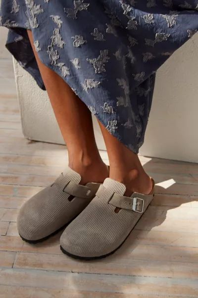 Birkenstock Boston Suede Embossed Corduroy Clog | Urban Outfitters (US and RoW)