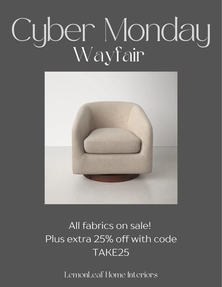 One of the best swivel chairs for quality and style. I love this modern armchair. On sale for cyber Monday at wayfair with an additional 25% off with code TAKE25



#LTKhome #LTKCyberWeek #LTKsalealert