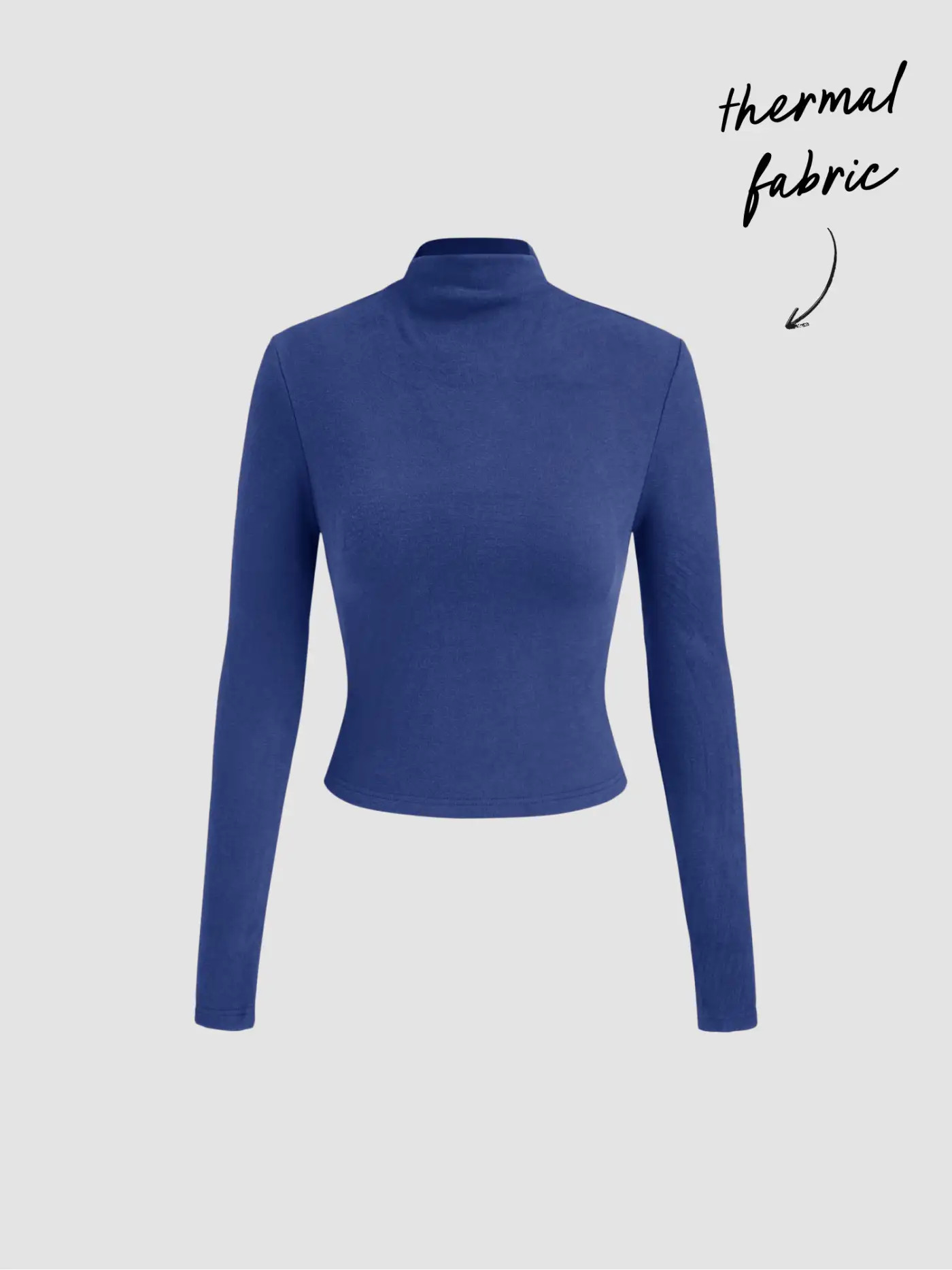 Thermal Cotton-blend Stand Collar Solid Long Sleeve Tee | Cider