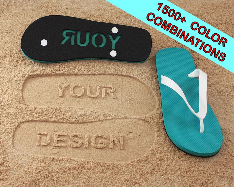 Design Your Own Multi-Color Sand Imprint Flip Flops - Choose separate colors for the Strap, Top S... | Etsy (US)
