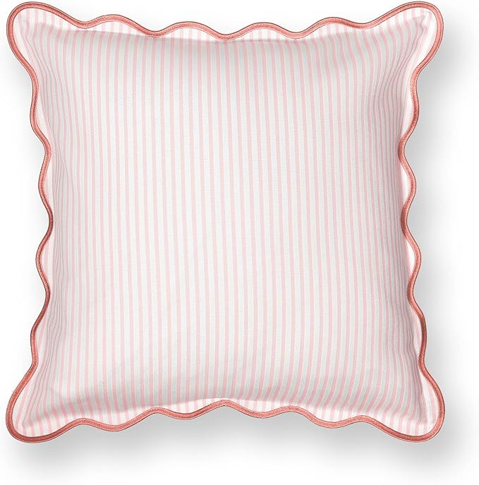 Hofdeco Premium Coastal Patio Indoor Outdoor Scalloped Throw Pillow Cover Only, 20"x20" Water Rep... | Amazon (US)