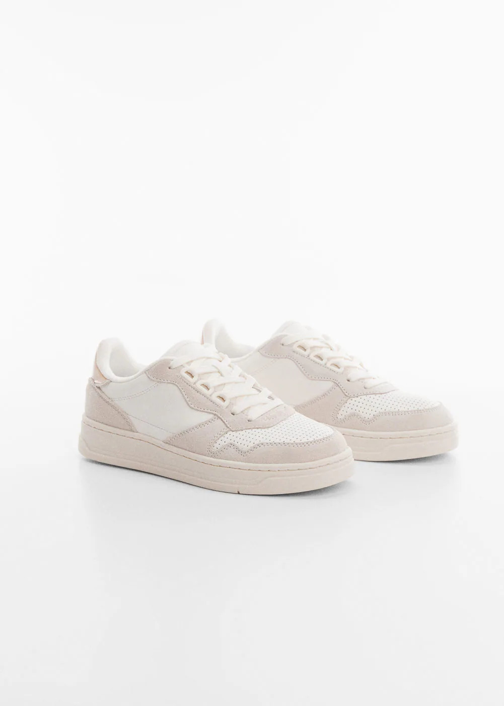 Baskets cuir empiècements -  Femme | Mango France | MANGO (FR)