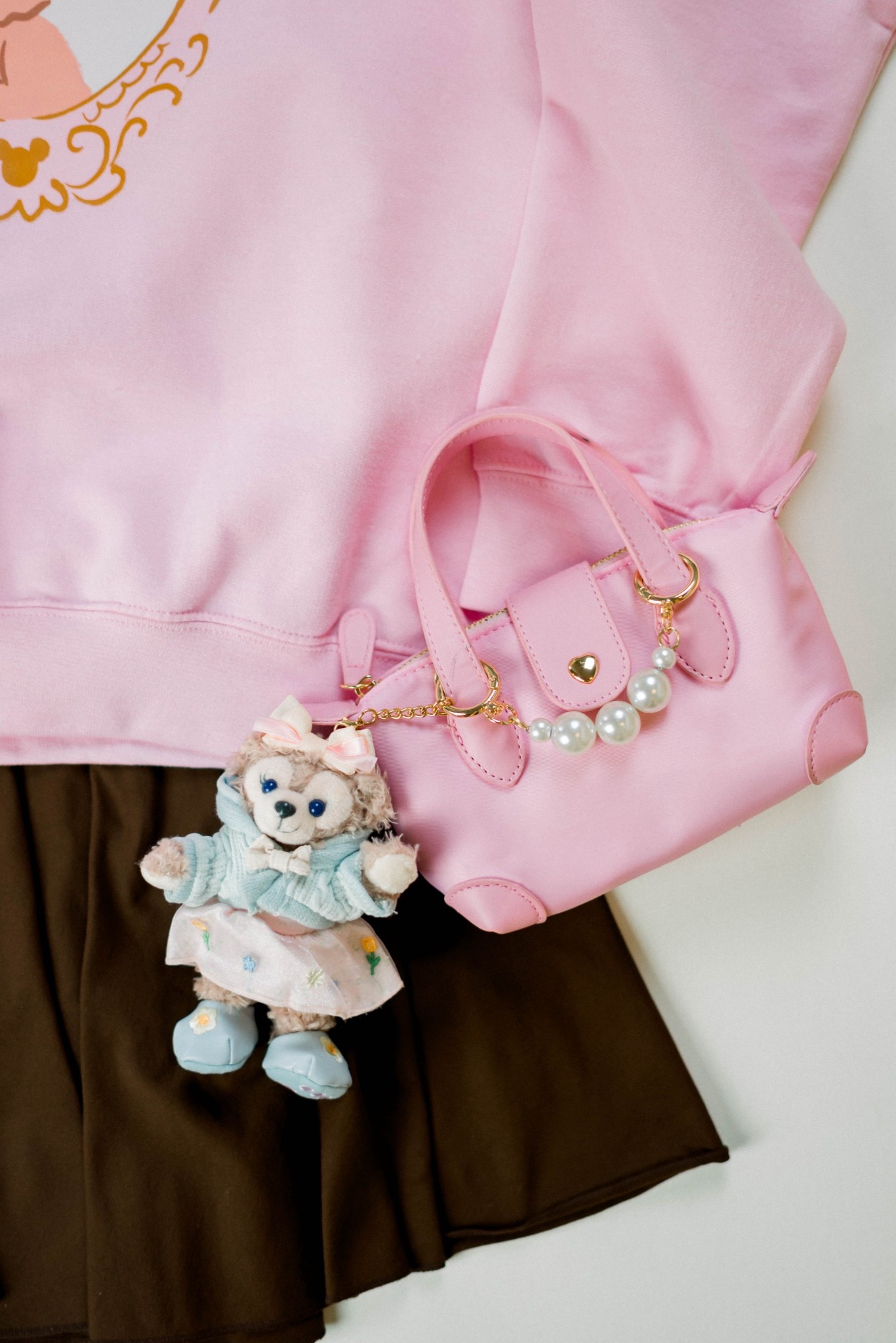 Pink purse. Pink pouchette purse