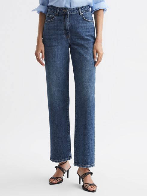 Mid Rise Straight Leg Cropped Jeans | Reiss UK