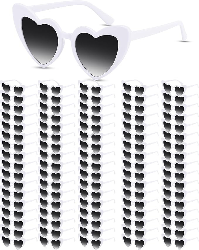 Hoteam 100 Pairs Heart Shaped Sunglasses Bulk Wedding Party Favors for Guests Women Bachelorette ... | Amazon (US)