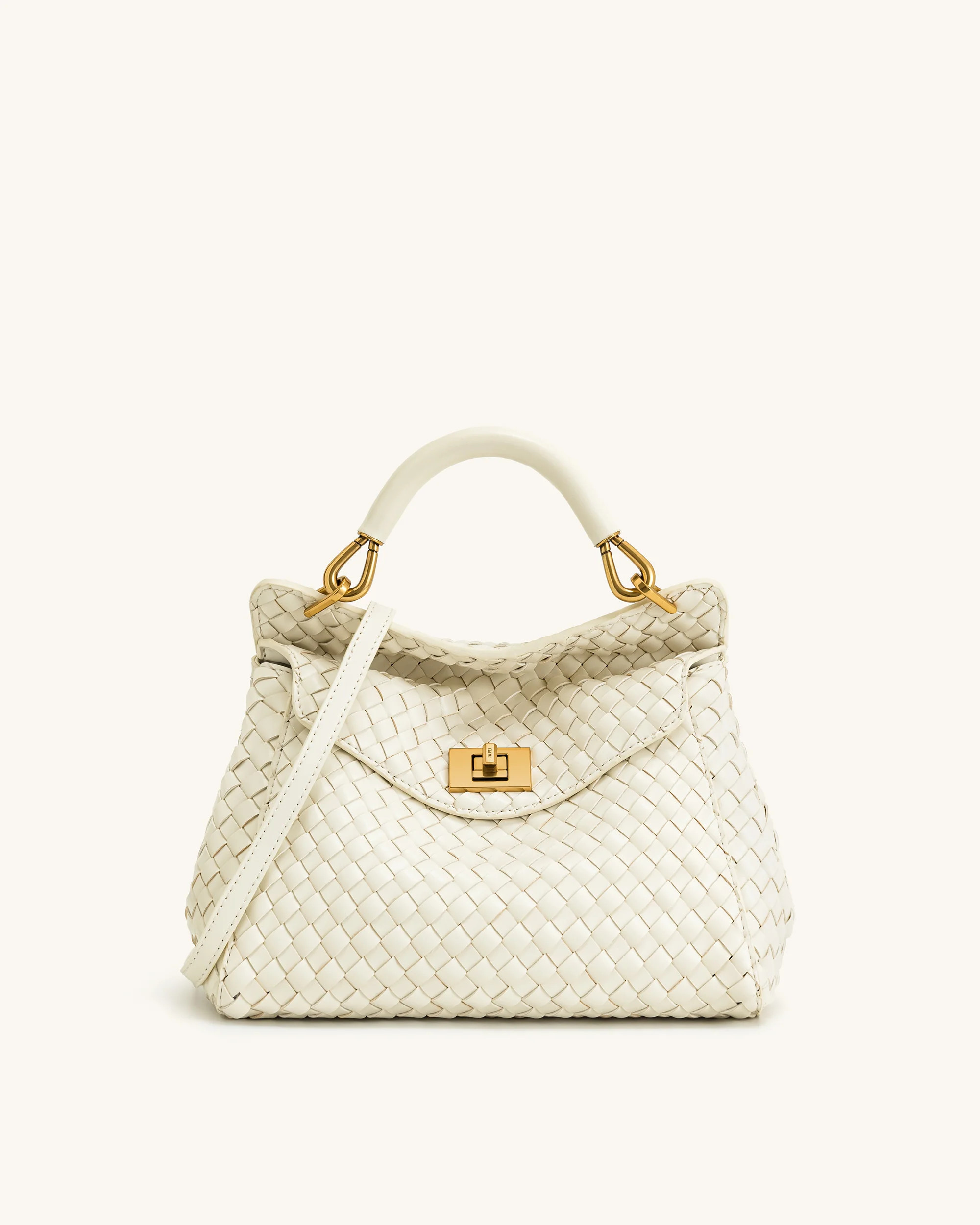 Lucia Classic Top Handle Woven Bag - White | JW PEI US
