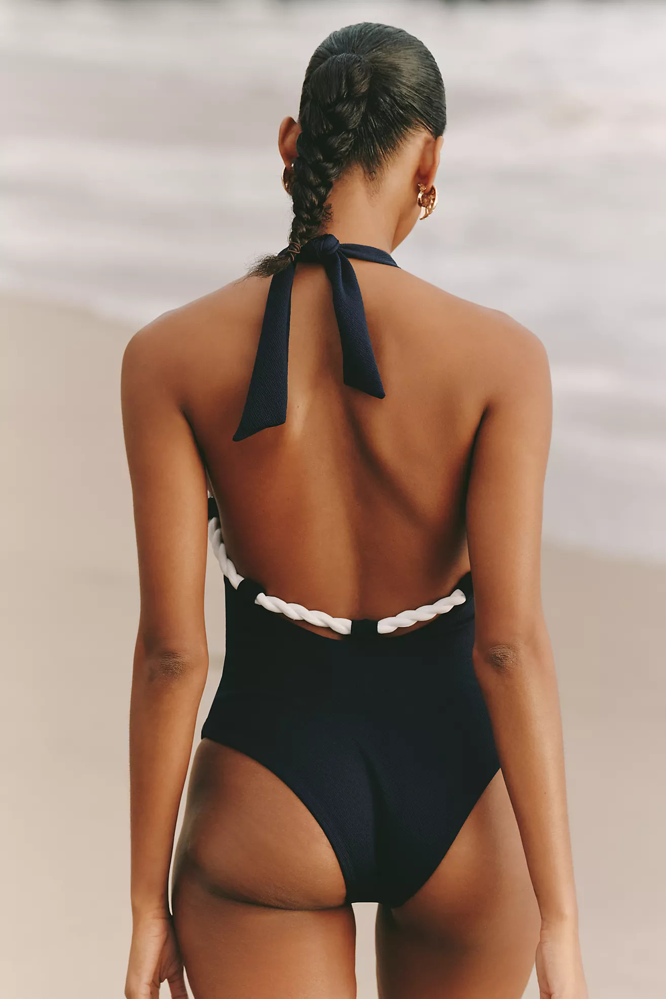 NAU Bikinis Rope Trim Halter One-Piece Swimsuit | Anthropologie (US)