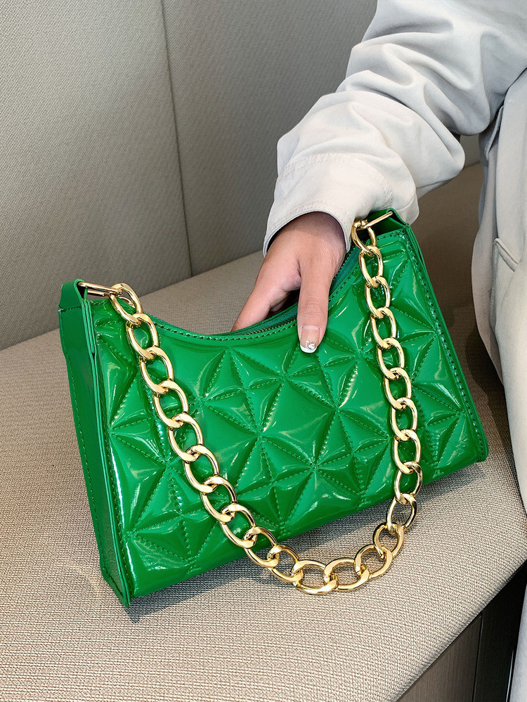 Quilted Detail Chain Baguette Bag | SHEIN