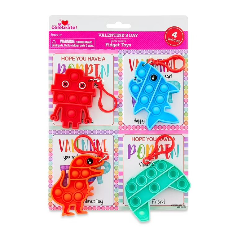 Valentine's Day Fidget Toys Party Favors, Multi-color, Ages 3+, 4 Count, by Way To Celebrate | Walmart (US)