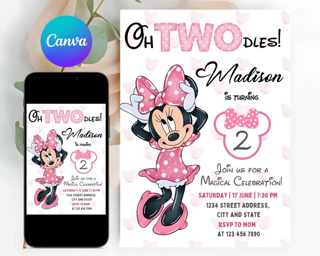 Editable Oh Twodles Birthday Invitation Digital 2nd Birthday Cute Mouse Second Birthday Invite Oh... | Etsy (US)