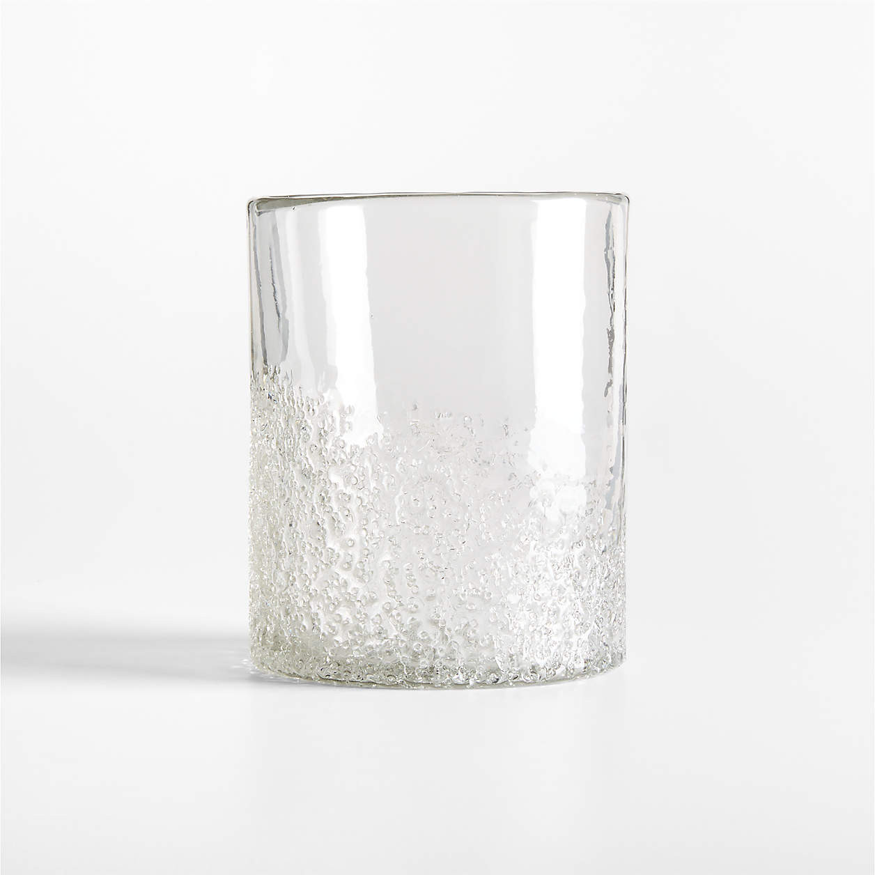 Seeded Textured Small Glass Hurricane Candle Holder 6" | Crate & Barrel | Crate & Barrel