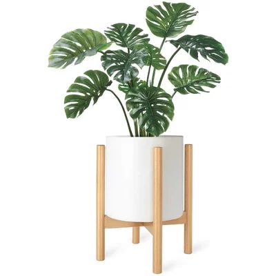 Isley Mid Century Flower Plant Stand George Oliver Color: Natural, Size: 14" H x 10" W x 10" D | Wayfair North America