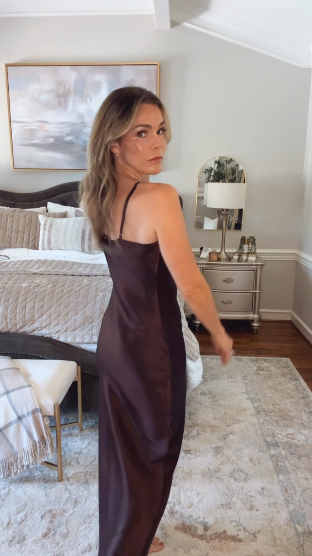 This chocolate brown silk dress from @quince is everything! 🍂😍 #quincepartner
