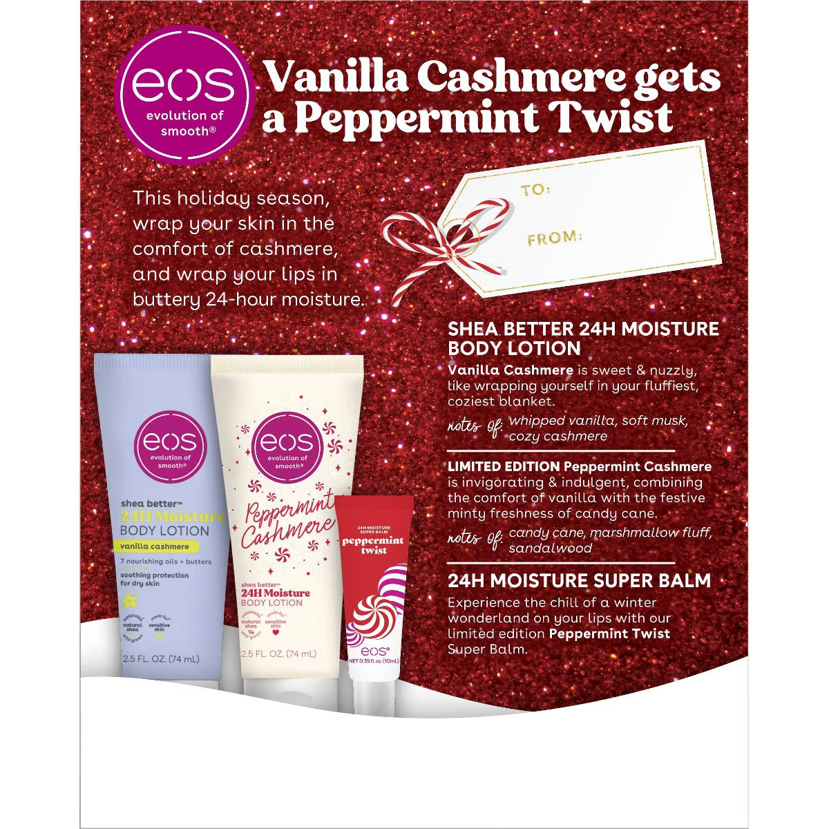 eos Cashmere Smooth Skin Holiday Gift Set – Vanilla & Peppermint Cashmere - 3pk | Target
