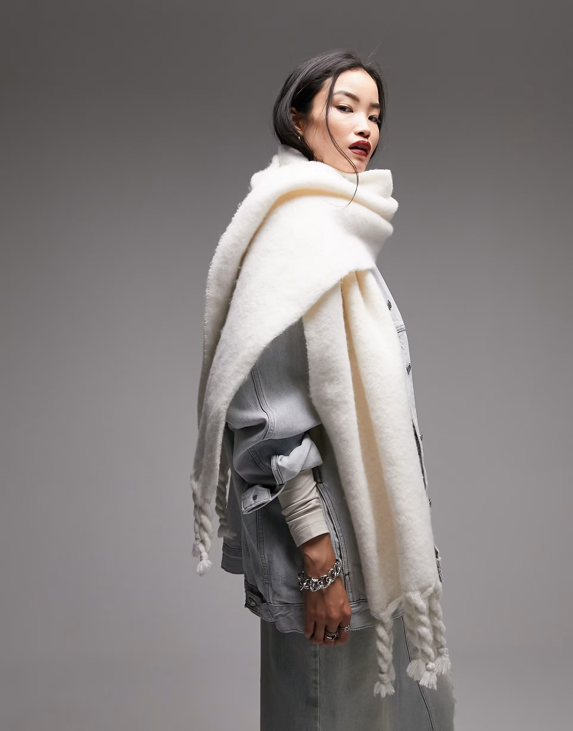 Topshop Sky soft scarf in cream | ASOS (Global)