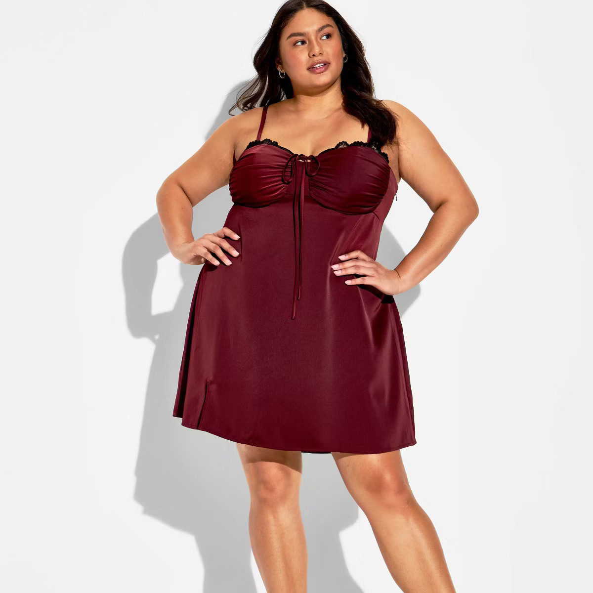 Women's Lace Trim Satin Bustier Mini A-Line Dress - Wild Fable™ | Target