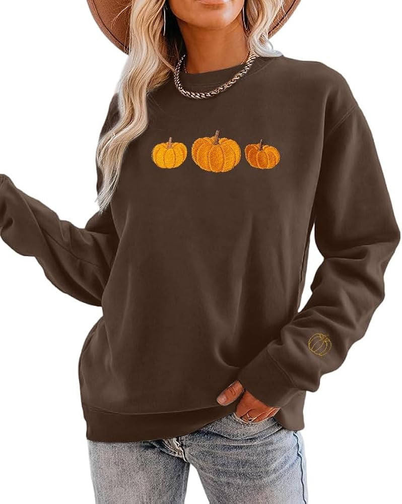 JINTING Pumpkin Sweatshirt for Women Crewneck Fall Sweatshirts Atumn Graphic Tee Shirt Long Sleev... | Amazon (US)
