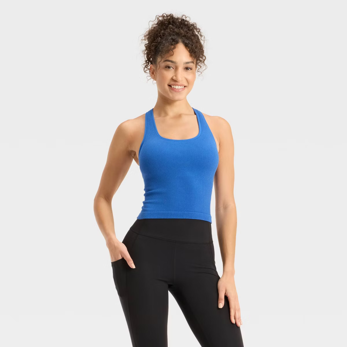 Women's Modal Racerback Ribbed Tank Top - All In Motion™ Navy Blue L | Target