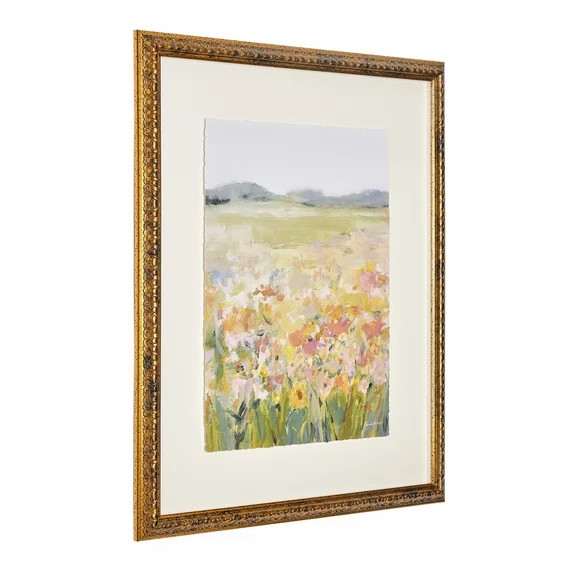 Beautiful 16.63" x 20.63" Framed Vintage Floral Field Landscape Wall Art by Drew Barrymore | Walmart (US)