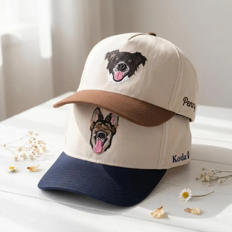 Dog Dad Cap - Custom Embroidered Pet Portrait Baseball Cap - Personalized Hat With Your Dog Photo... | Etsy (Global)