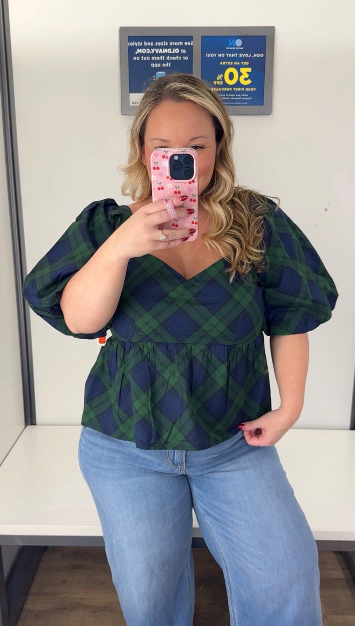 Old Navy peplum top on clearance! $12!!!! So cute and fun with the statement sleeve! 
I’m in a size LARGE 
Size 12 SHORT in AE jeans I’m wearing

Ralph Lauren Christmas, plaid top, Holiday outfit, holiday style, gifts for her, workwear, business casual, Christmas party 

#LTKHoliday #LTKPetite #LTKMidsize