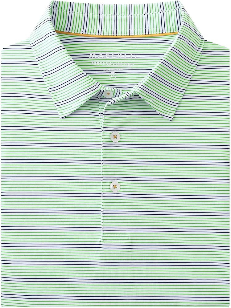 M MAELREG Mens Golf Shirts Dry Fit Moisture Wicking Performance Sports Short Sleeve Striped Colla... | Amazon (US)