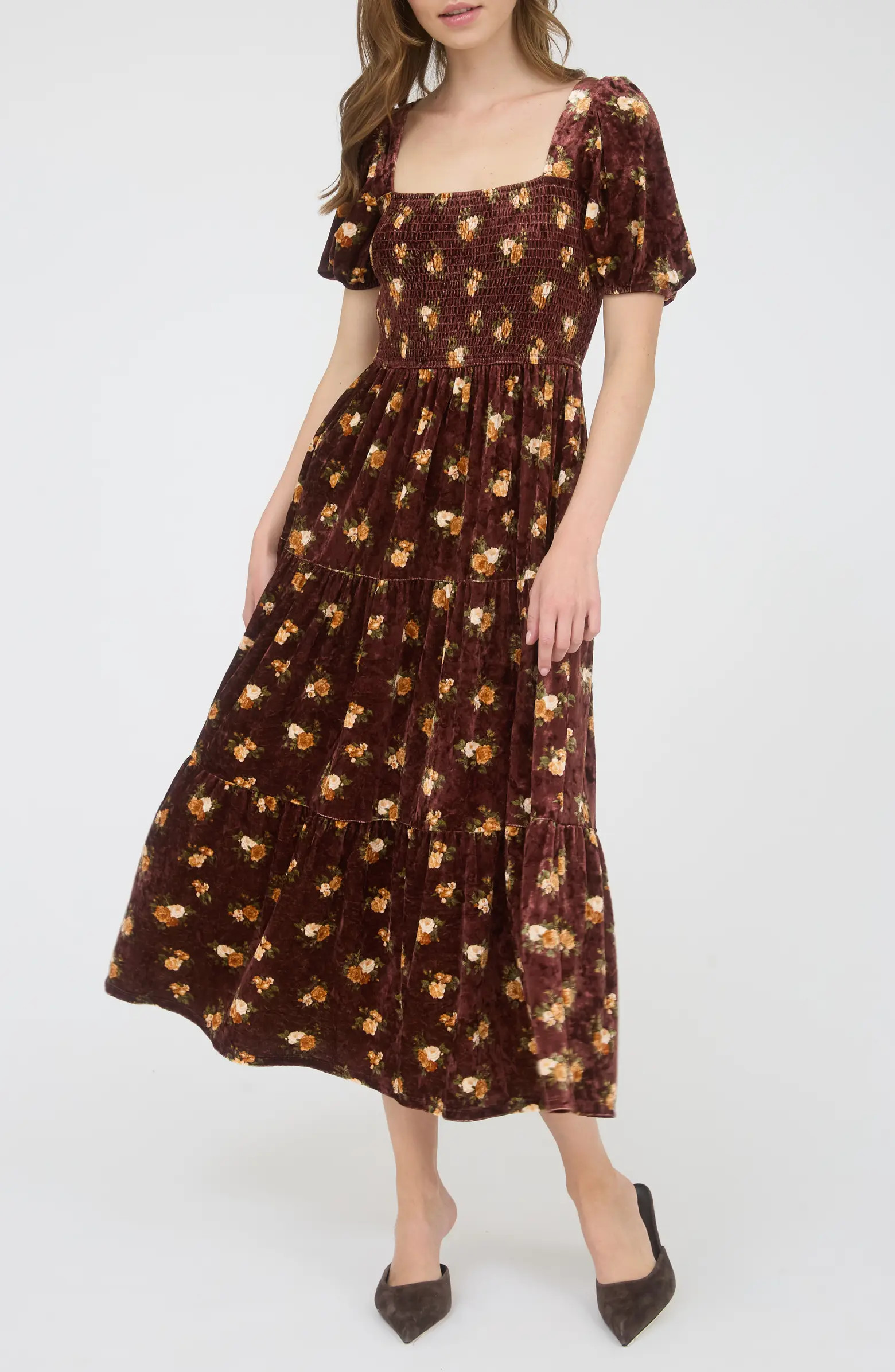 AUGUST SKY Puff Sleeve Midi Dress | Nordstromrack | Nordstrom Rack