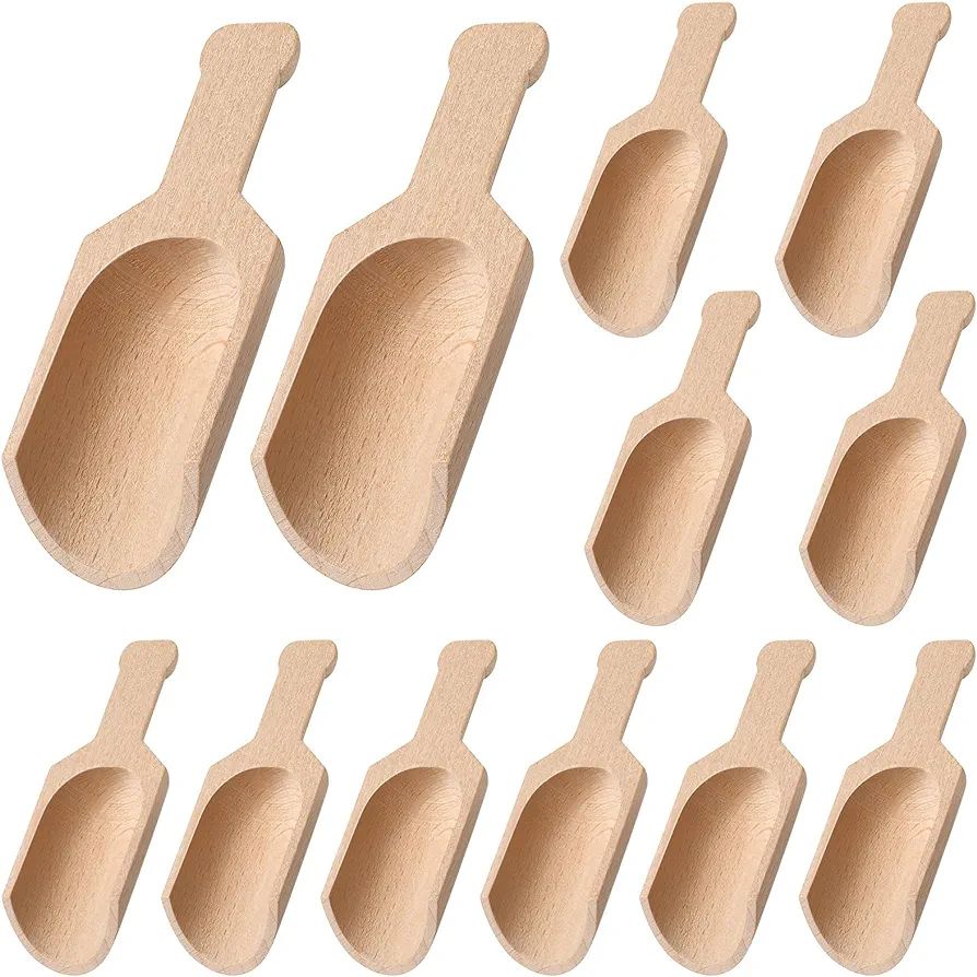 12 Pieces Mini Wooden Scoops for Canisters Small Bath Salt Scoops Mini Wood Coffee Spoon Washing ... | Amazon (US)