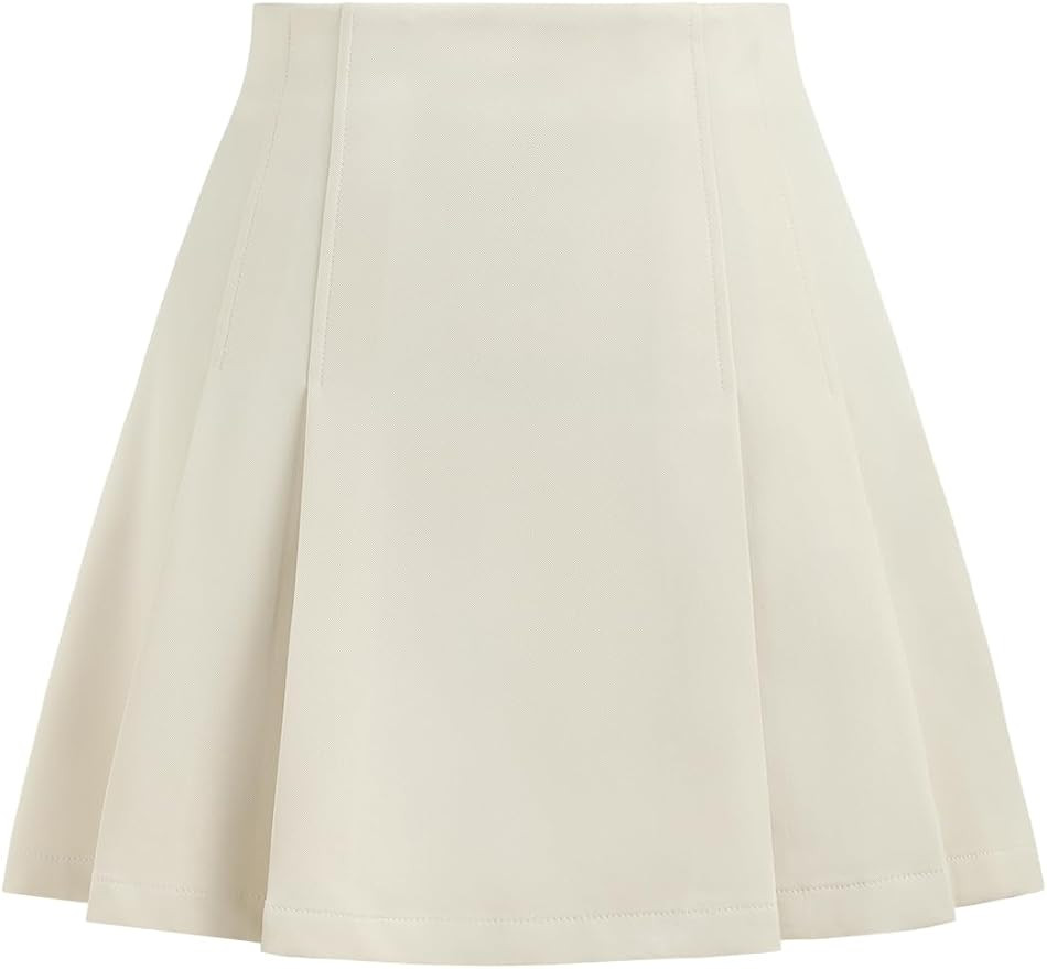 CIDER Solid Mid Waist Pleated Mini Skirt | Amazon (US)