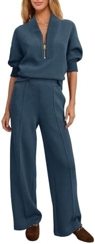 Yanekop Womens Lounge Sets 2 Piece Outfits Fall Travel Outfit Comfy Sweat Sets Half Zip Pullover ... | Amazon (US)