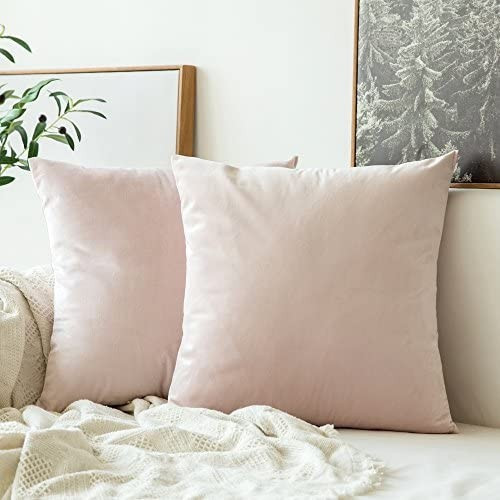 MIULEE Pack of 2, Velvet Soft Solid Decorative Square Throw Pillow Covers Set Cushion Case for So... | Amazon (US)