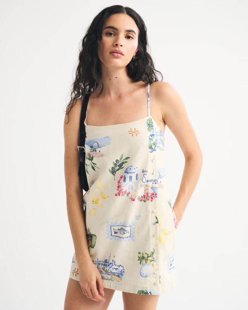 Women's Linen-Blend Button Skort | Women's Dresses & Jumpsuits | Abercrombie.com | Abercrombie & Fitch (US)