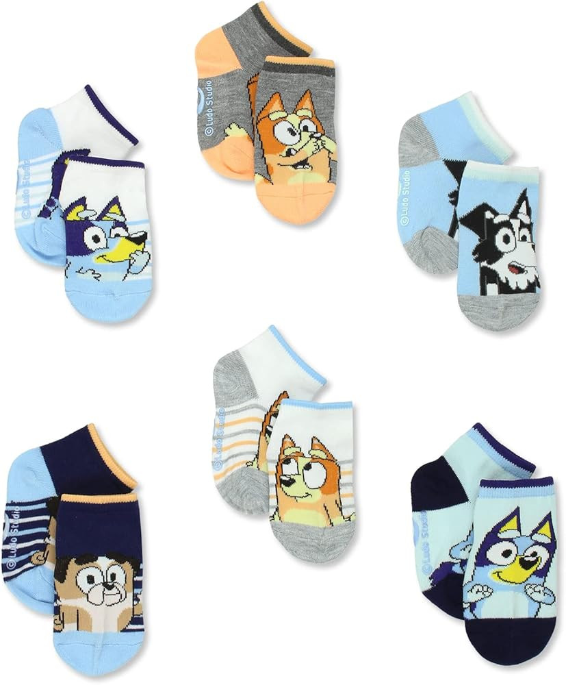 Bluey Boys Toddler 6 Pack Gripper Quarter Socks | Amazon (US)
