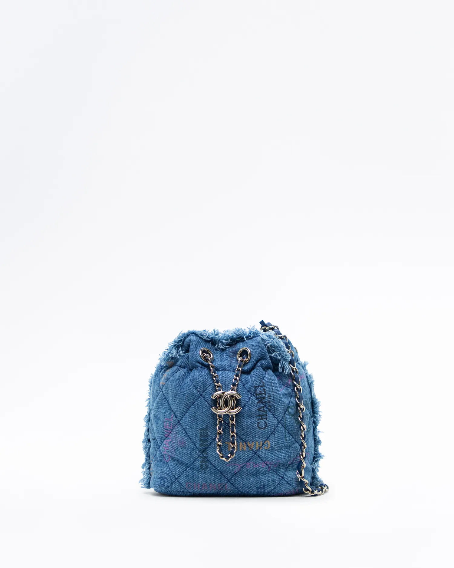 Denim Quilted Small Mood Bucket Bag | Vivrelle