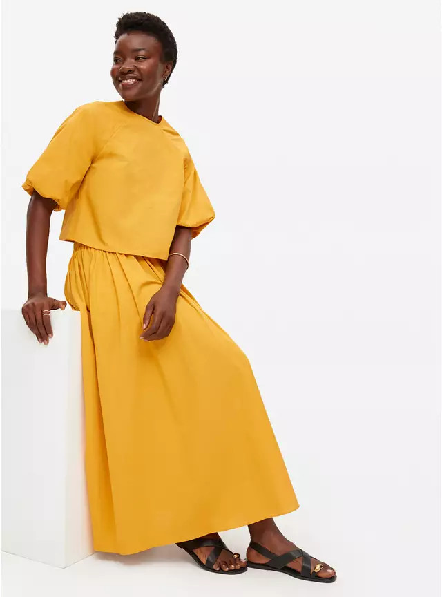 Yellow Poplin Midaxi Co-ord Full Skirt 16 | Tu Clothing