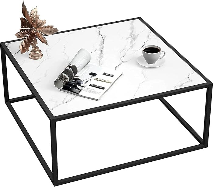 SAYGOER White Coffee Table,Small Square Coffee Table,Modern Center Table for Living Room Office 2... | Amazon (US)
