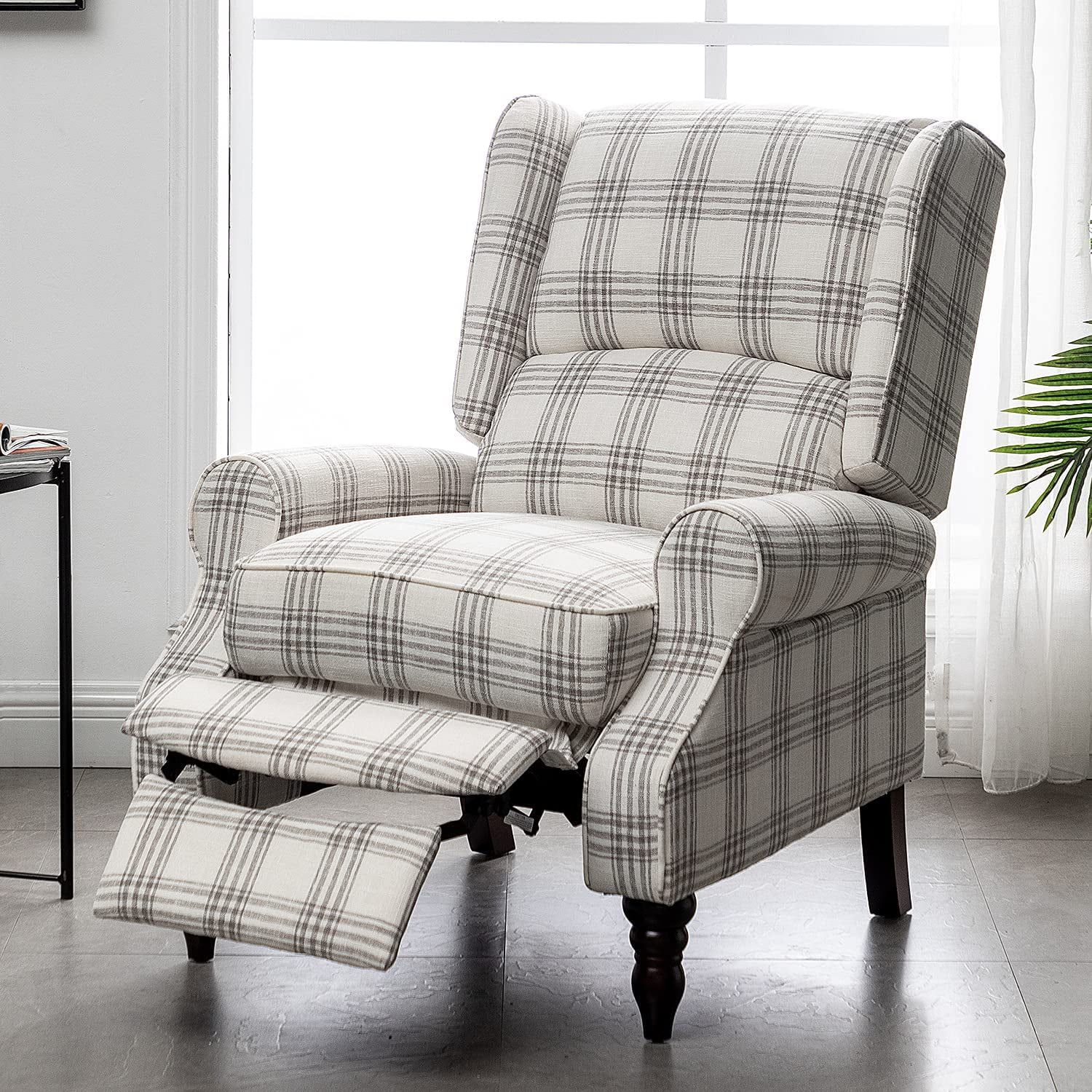 Mellcom Push Back Massage Recliner Chair, Modern Upholstered Wingback Armchair for Living Room, B... | Walmart (US)