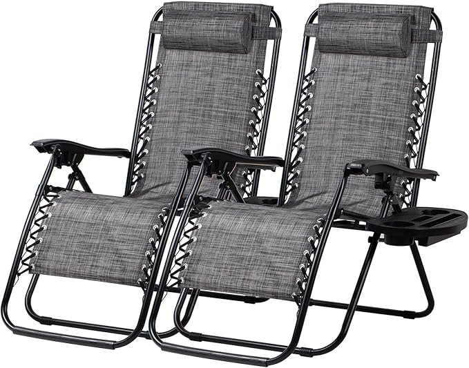 Nazhura Set of 2 Relaxing Recliners Patio Chairs Adjustable Steel Mesh Zero Gravity Lounge Chair ... | Amazon (US)