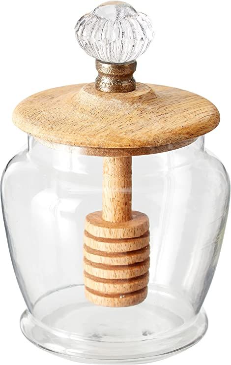 Mud Pie Glass Honey Jar, 5" x 3 1/4" dia, Clear | Amazon (US)