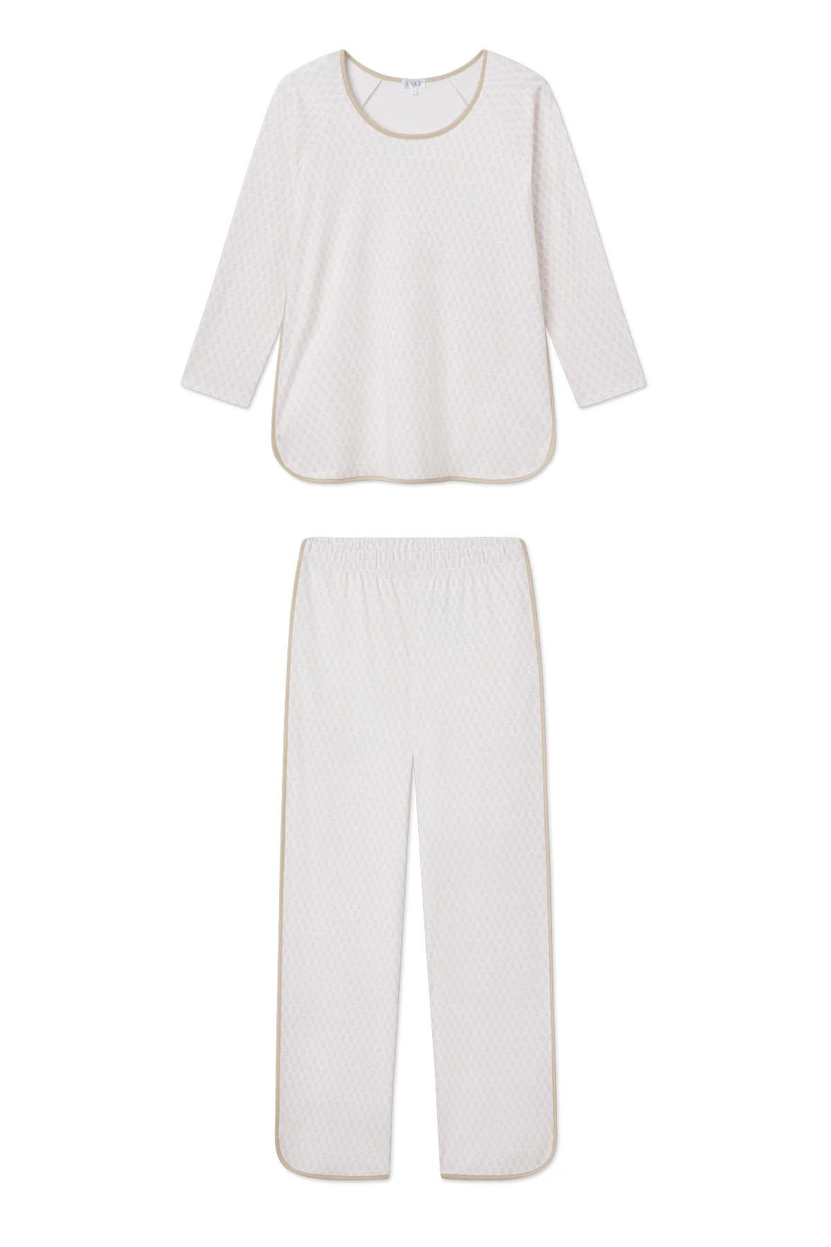 Pima Long-Long Set in Sandstone Blockprint | Lake Pajamas