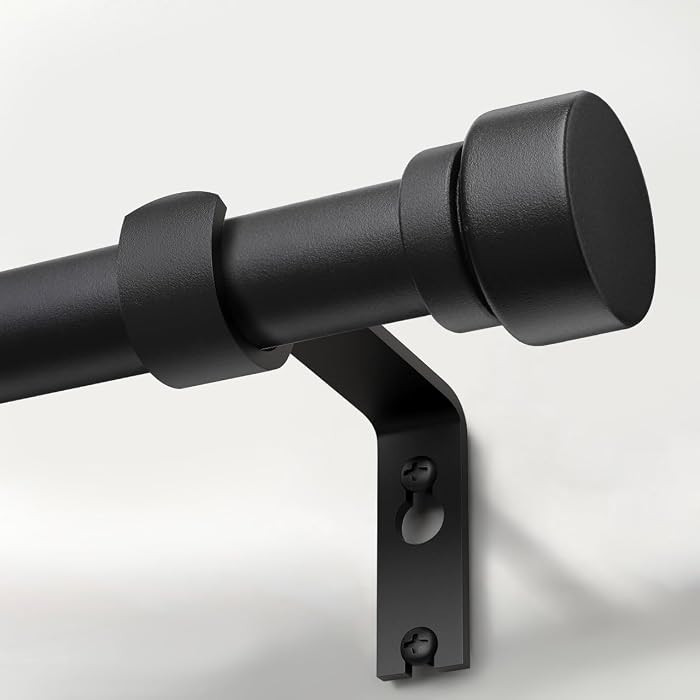 Modern Matte Black Curtain Rods for Windows 72 to 144 Adjustable Length Heavy Duty 1" Diameter Wi... | Amazon (US)