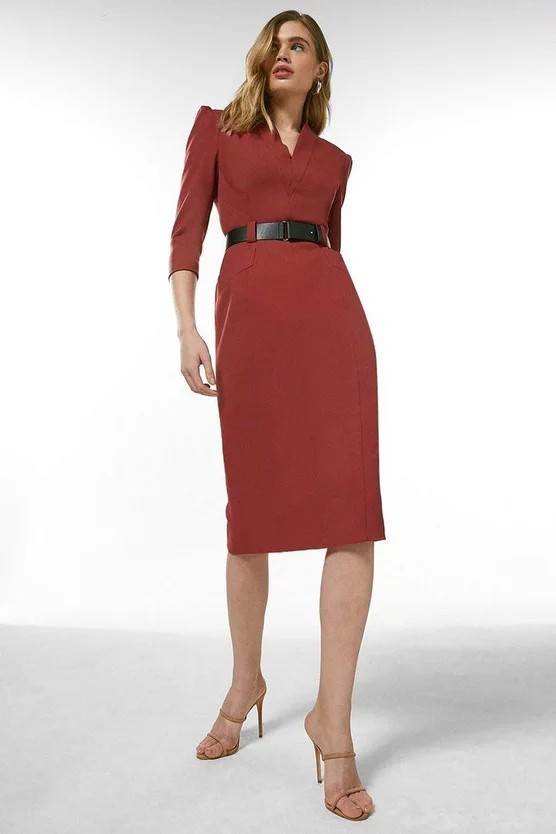 Forever Belted Midi Pencil Dress | Karen Millen US