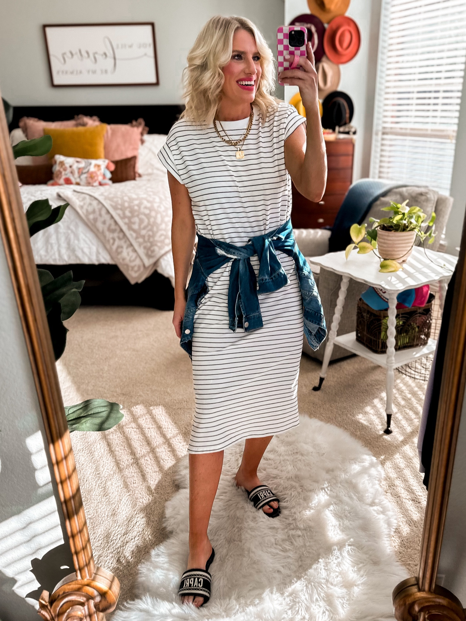 Target new arrivals 
Striped midis dress also comes in solids 
Fits tts + wearing small


#LTKworkwear #LTKstyletip #LTKfindsunder50