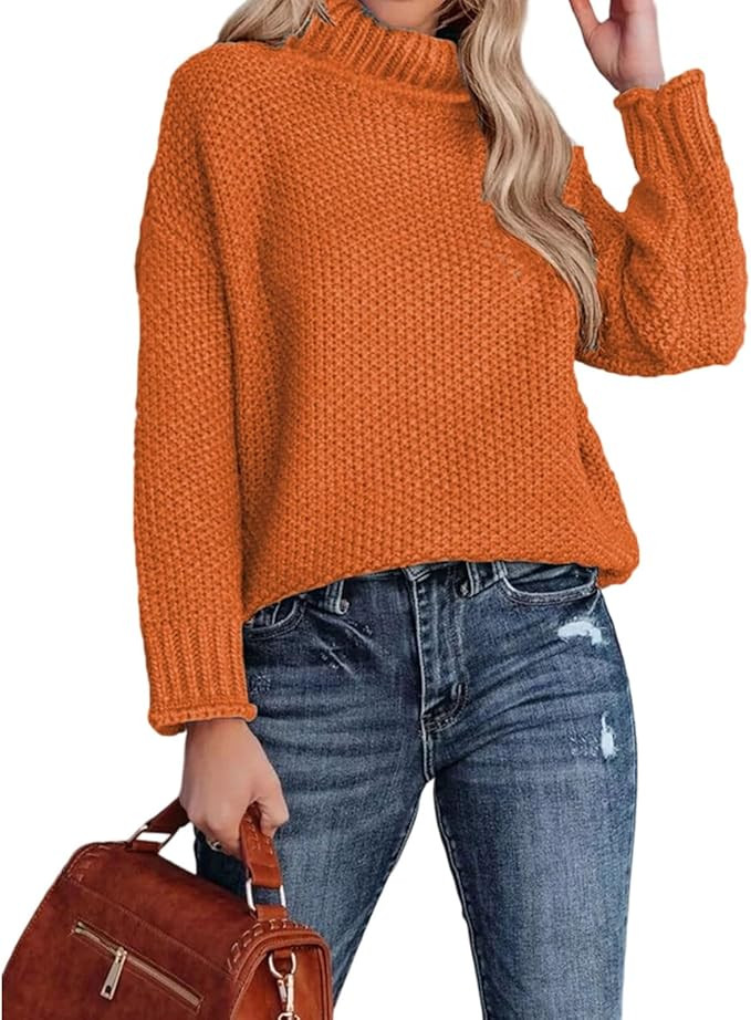 Women's Turtleneck Sweaters Oversized Chunky Knitted Winter Fashion Cable Weaving Long Sleeve Pul... | Amazon (US)