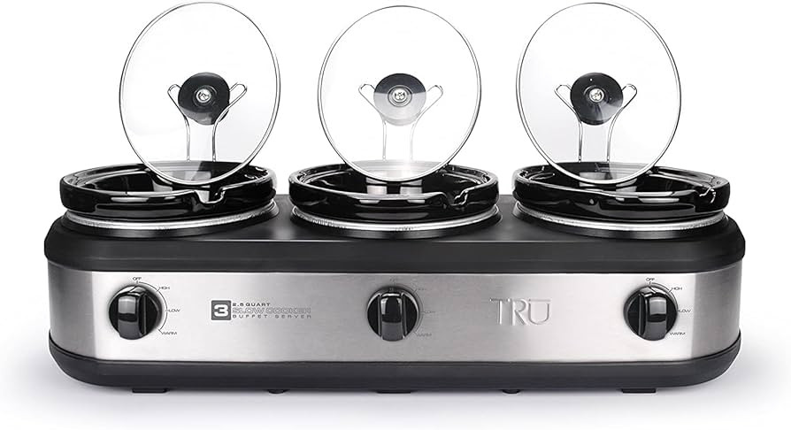TRU Triple Slow Cooker by Select Brands - Triple Buffet Server for Parties, Holidays & Gatherings... | Amazon (US)