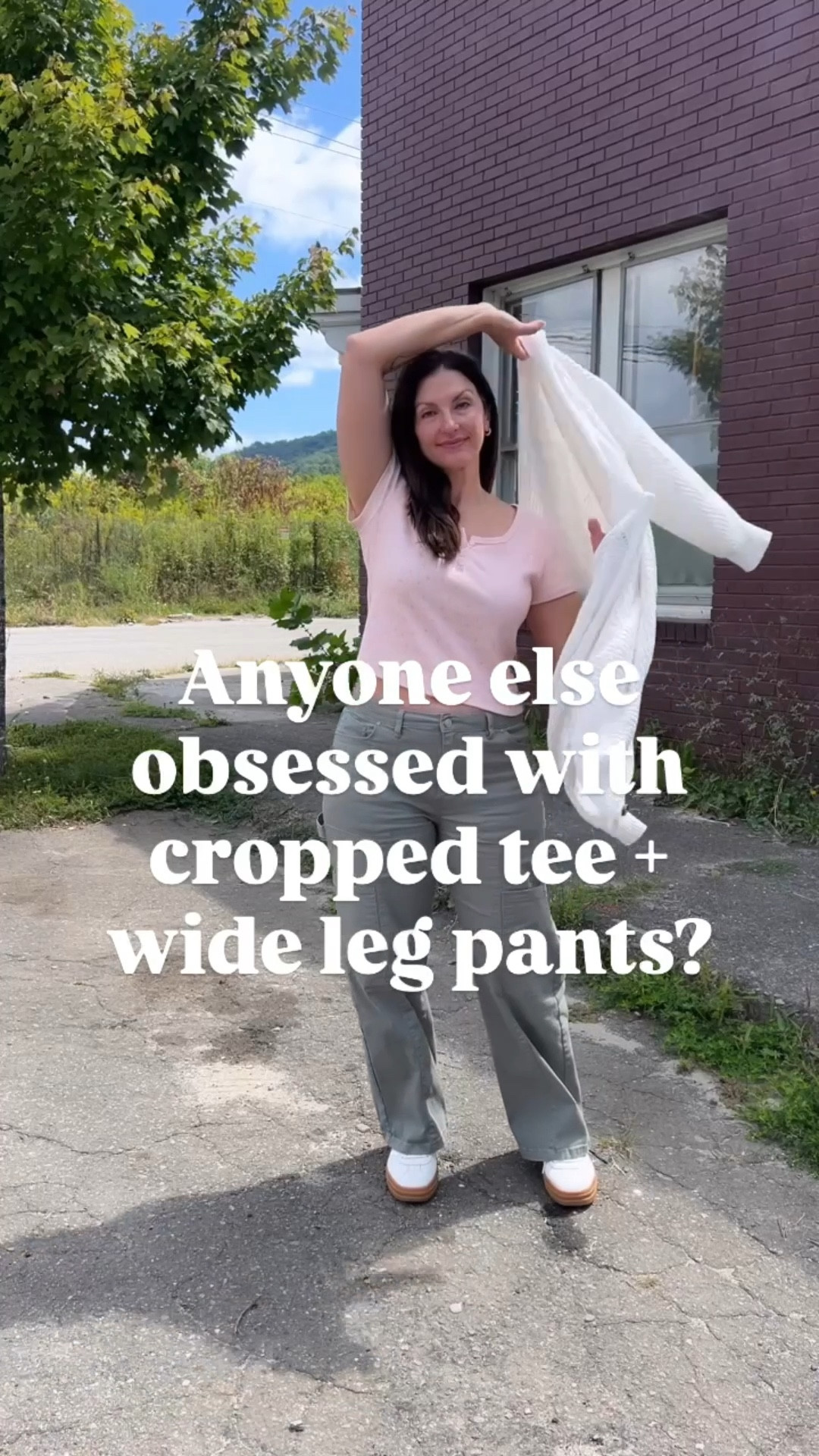 I am in love with wide leg pants and a cropped tee. It’s my favorite outfit right now!

#LTKShoeCrush #LTKMidsize #LTKOver40