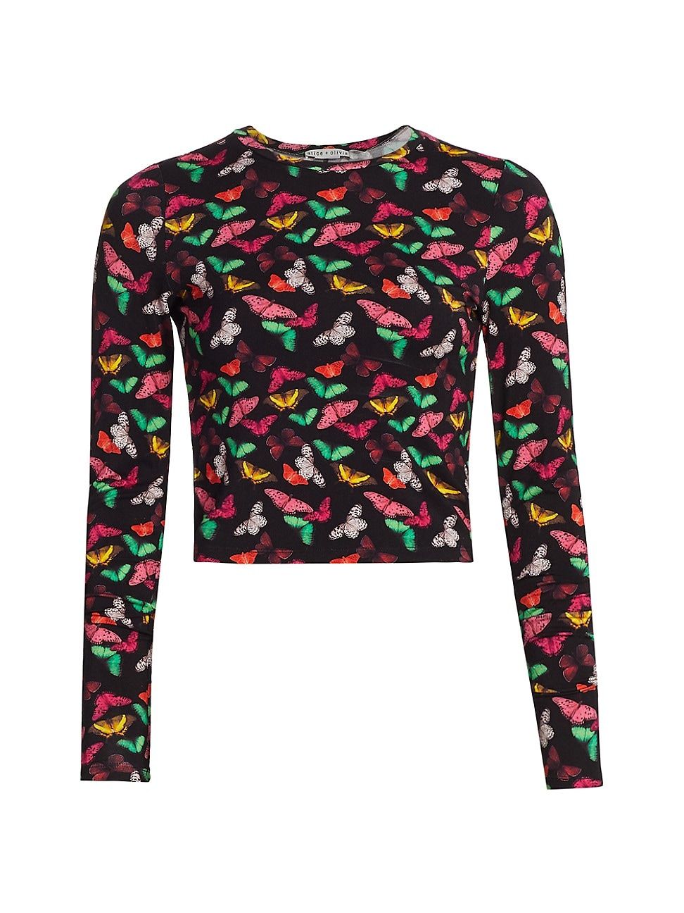 Alice + Olivia Women's Delaina Butterfly Crop Top - Small Butterflies - Size Large | Saks Fifth Avenue